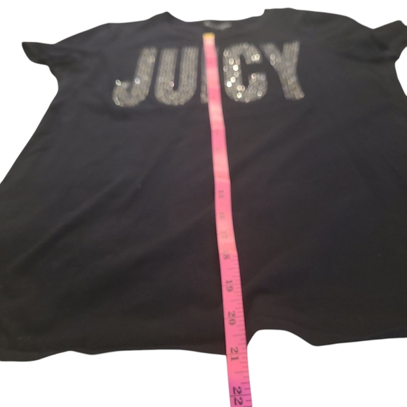 Juicy Couture Womens Black Rhinestone “JUICY” Logo Tee, Size Large - Picture 6 of 7